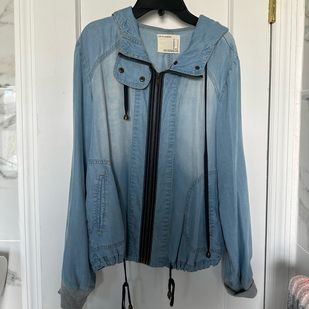Jean denim life in progress hooded jacket Medium